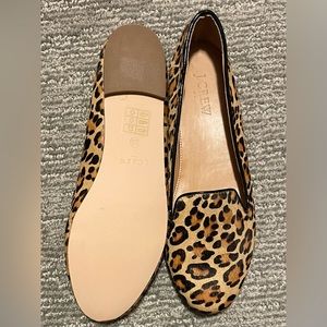 Crew calf hair leopard print loafers